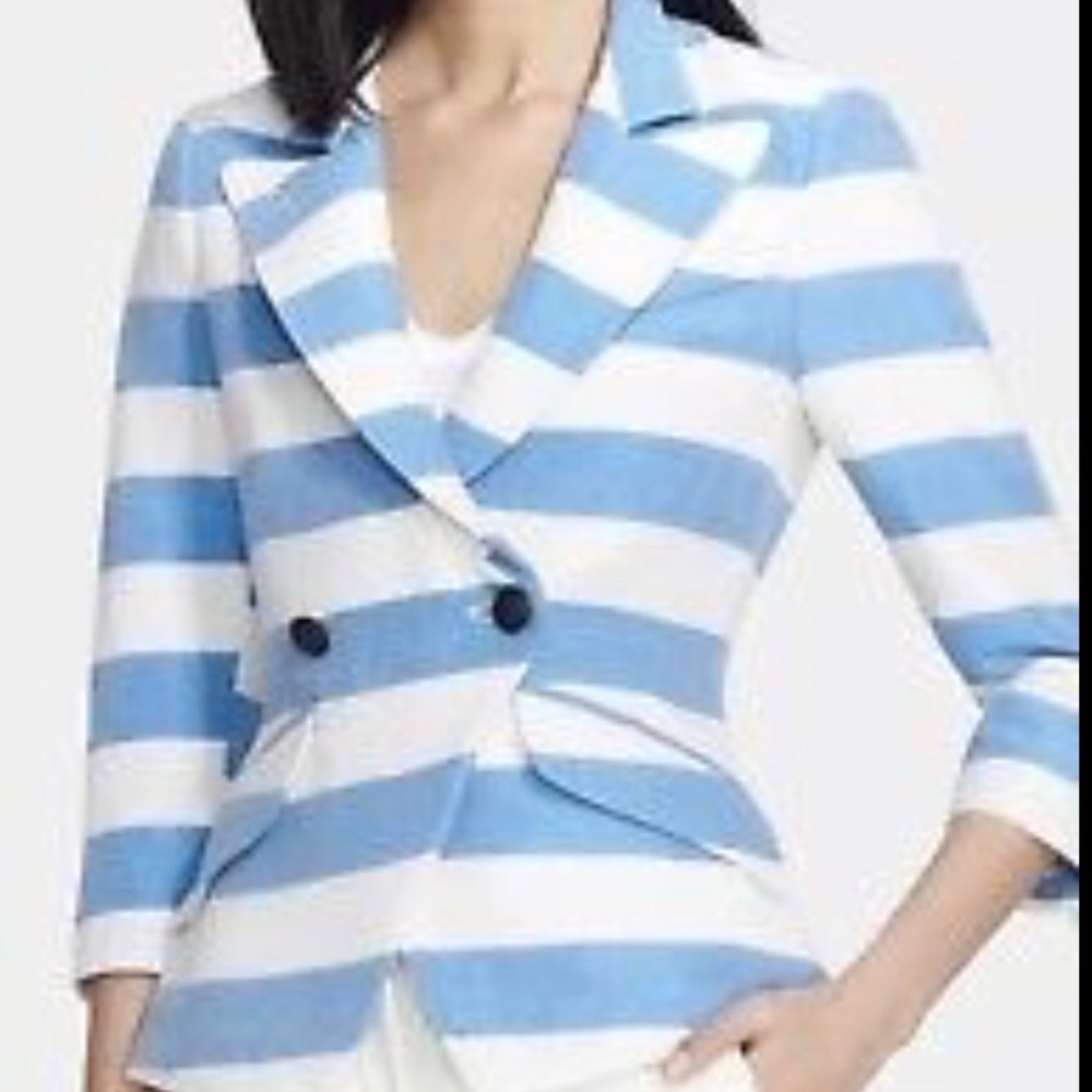 Smythe Structured Blue and White 3/4 length